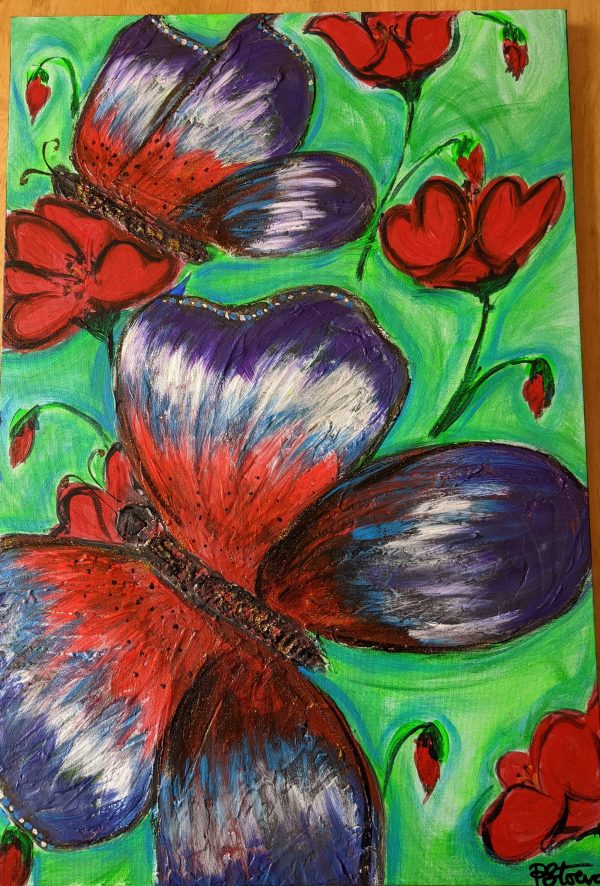 Butterflies and poppies