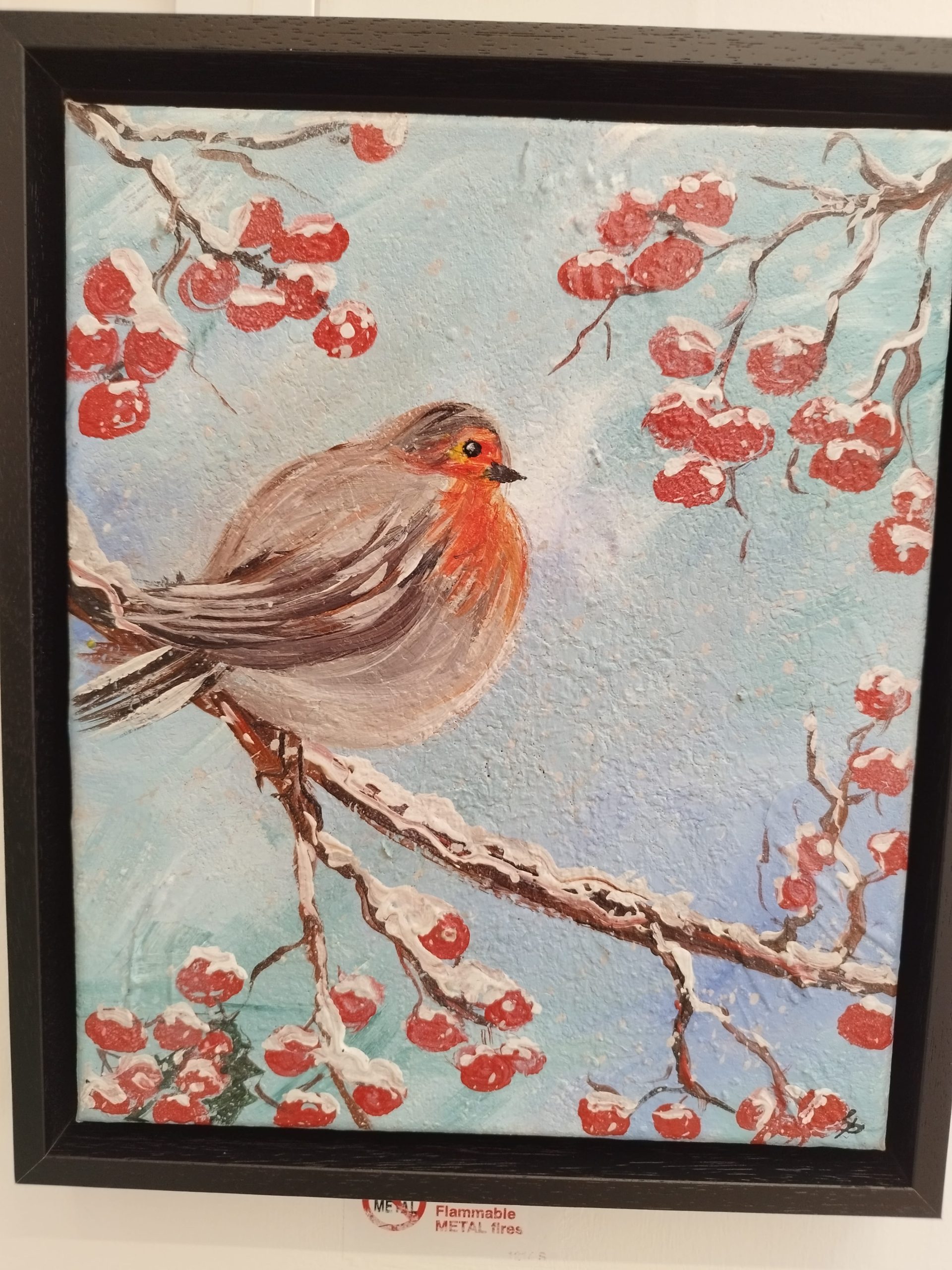 Robin on a snowy branch - Image 2