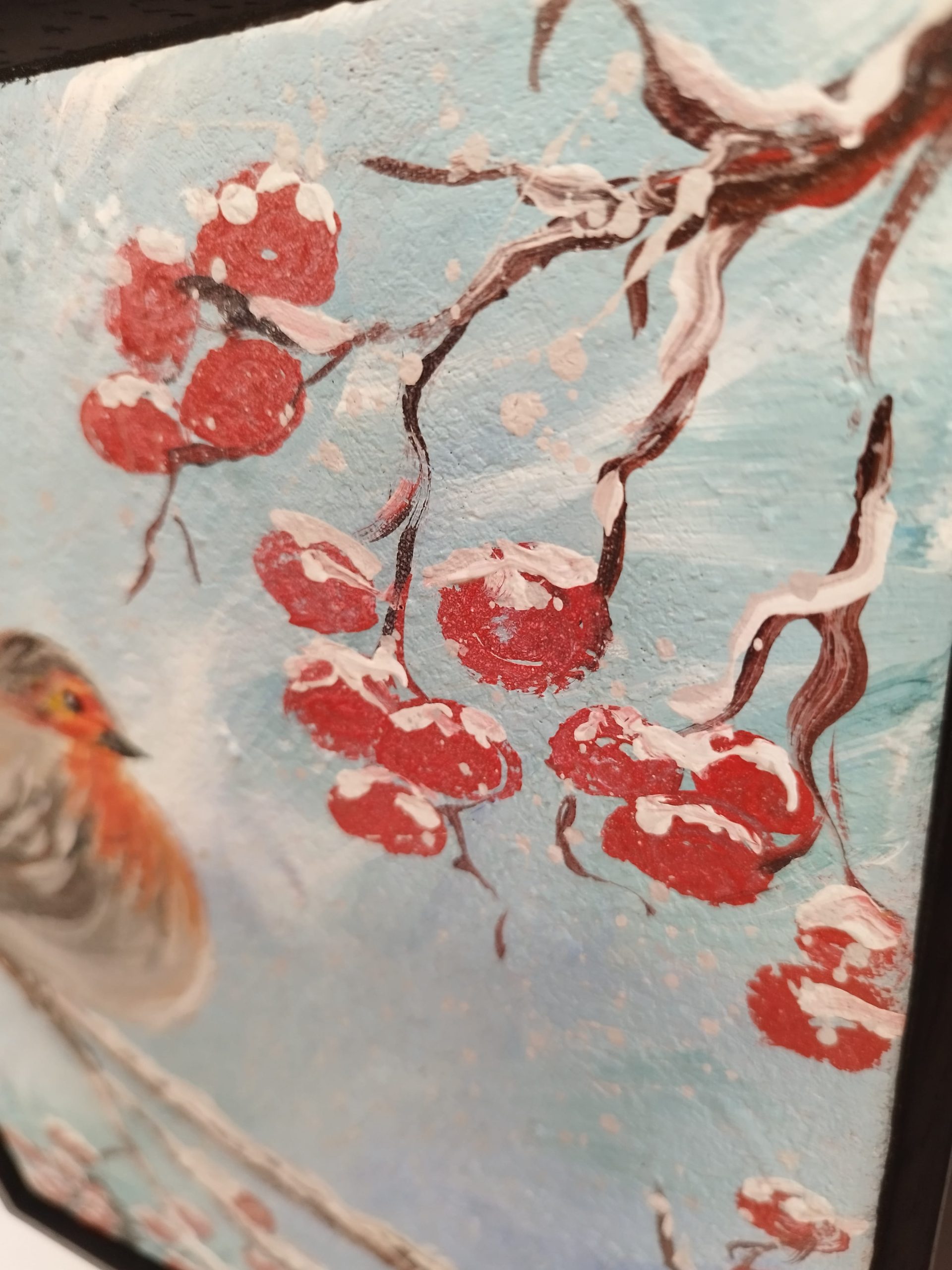 Robin on a snowy branch - Image 10