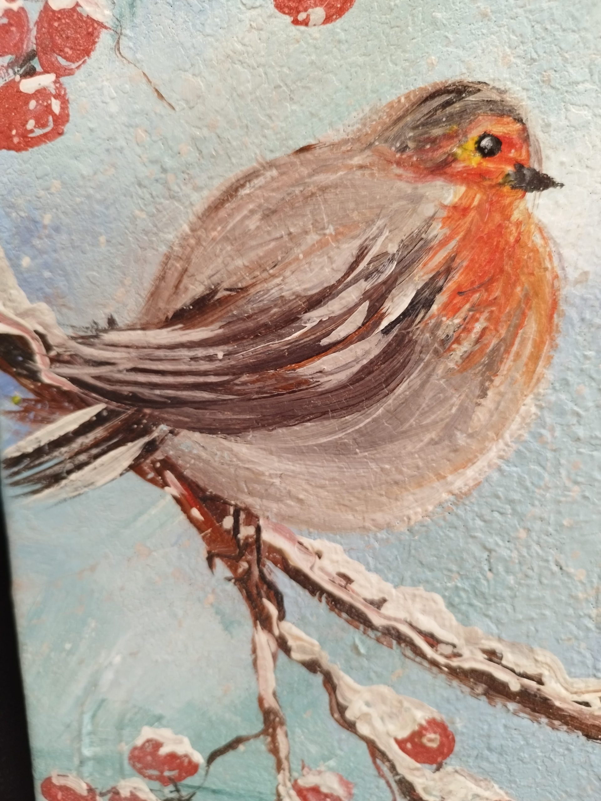 Robin on a snowy branch - Image 11