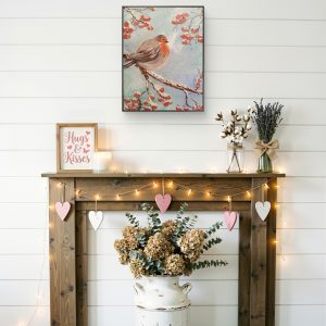 Robin on a snowy branch